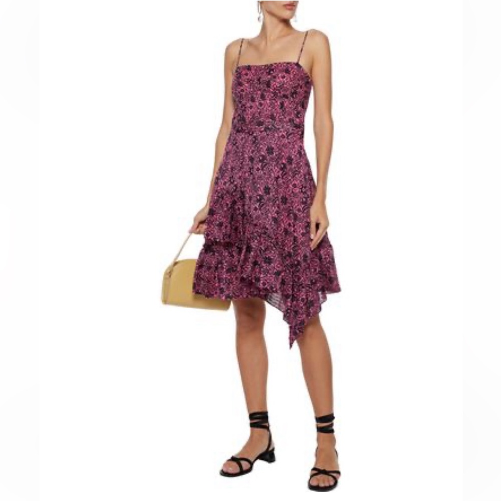 Derek Lam 10 Crosby RUFFLED FLORAL-PRINT COTTON-JACQUARD DRESS IN PINK